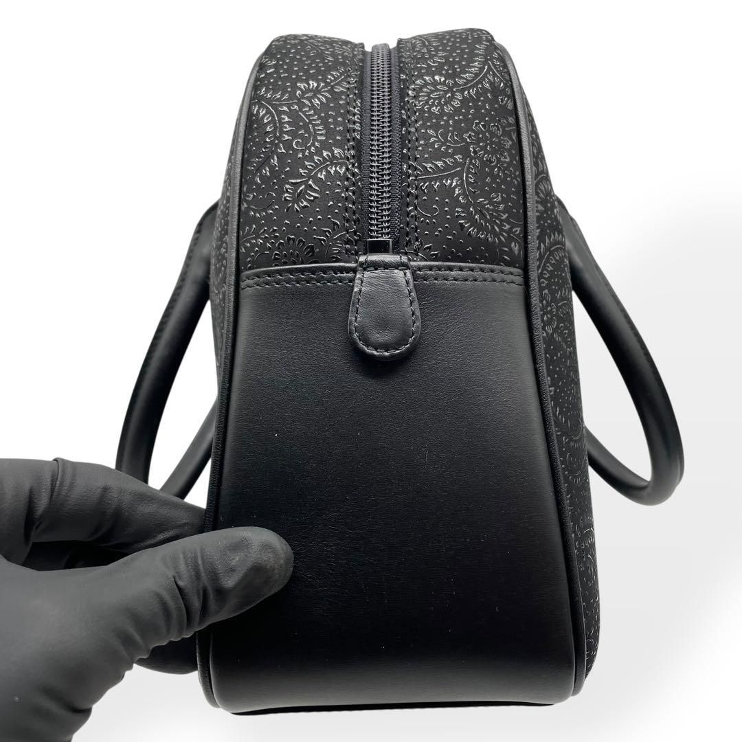 極美品 印傳屋 ハンドバッグ 鹿革 レザーバッグ 甲州印伝 漆模様 保存