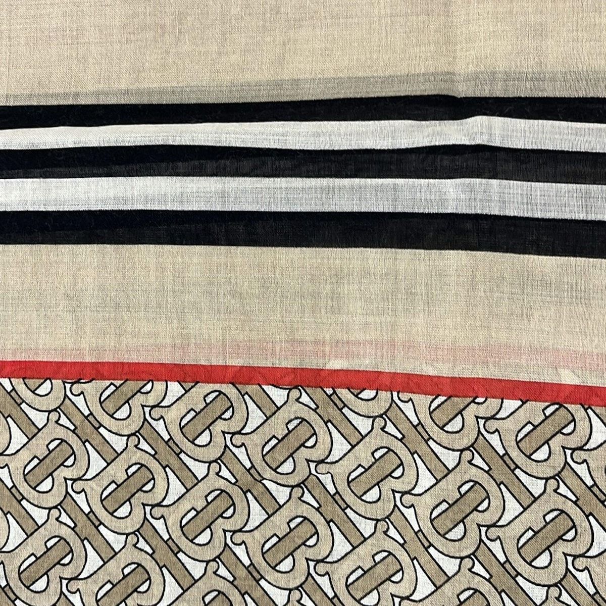  BURBERRY バーバリー ストール ショール - 黒×グレーベージュ×マルチ ウール シルク ストール ショール 小物