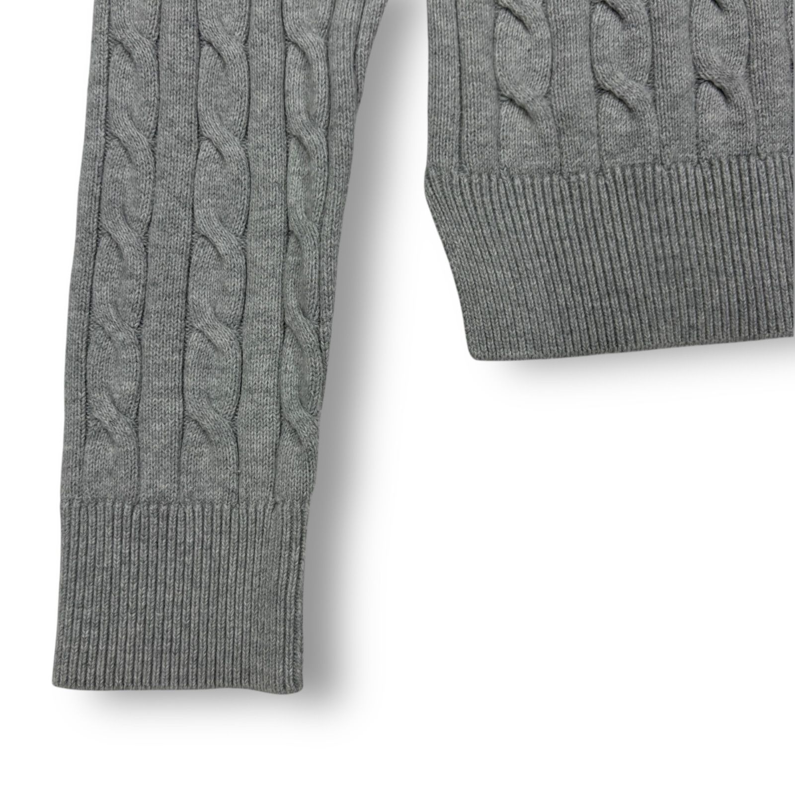 美品 ラコステ LACOSTE ケーブル編み コットンニットセーター グレー