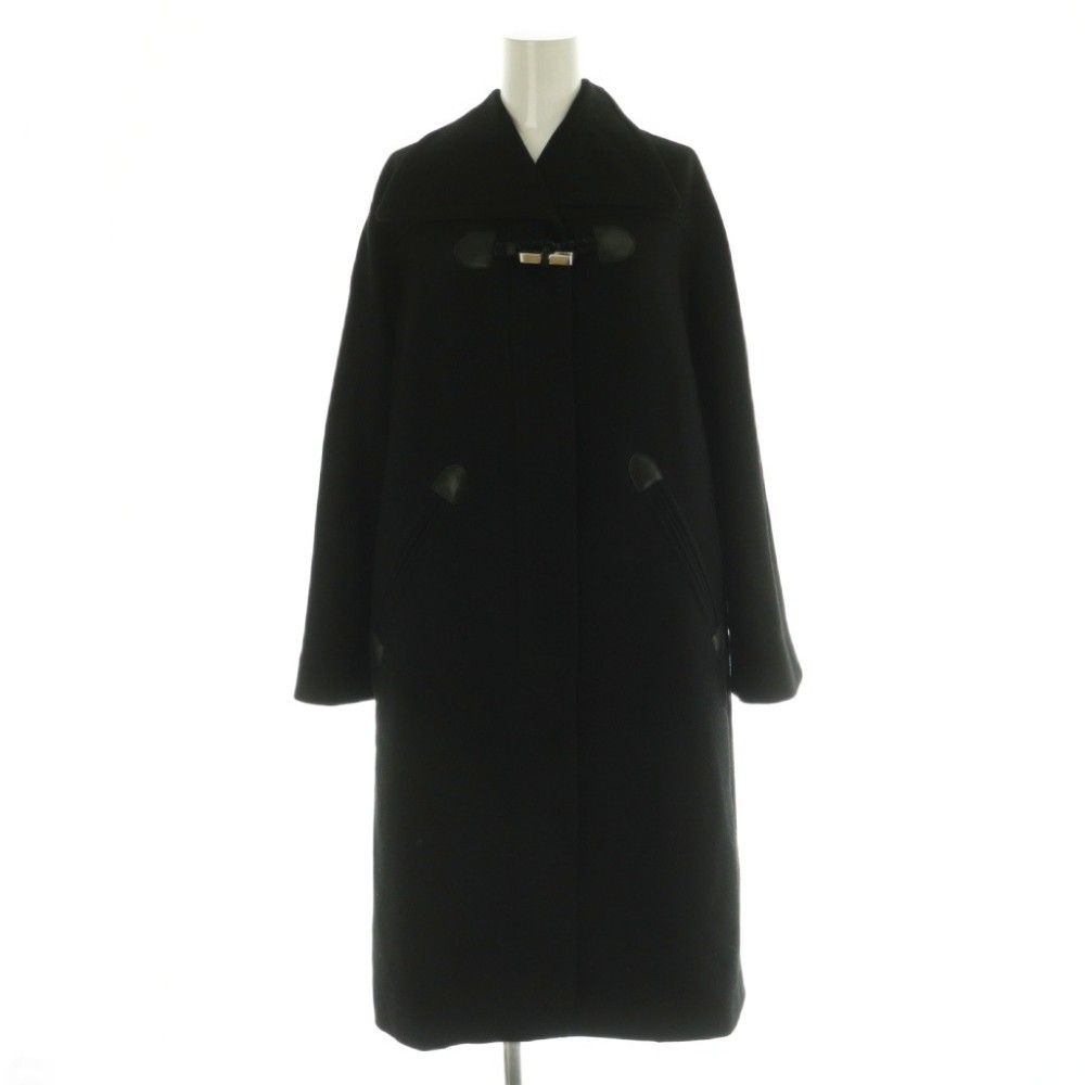 エルメス HERMES 96 7104 ウール トグル ダッフルコート アウター 34 黒 ブラック NR OS