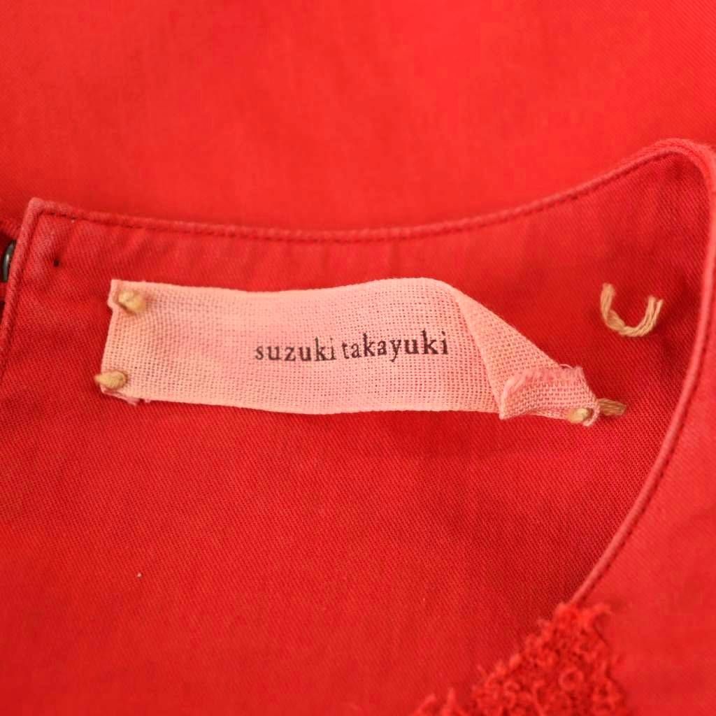 スズキ タカユキ suzuki takayuki 半袖ワンピース シルク混 レッド 赤