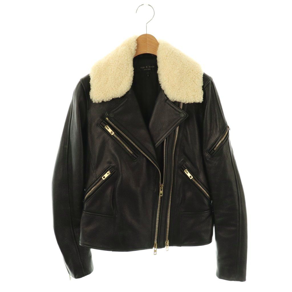 ラグ&ボーン RAG&BONE 襟ボア カウレザー ライダース ジャケット 2