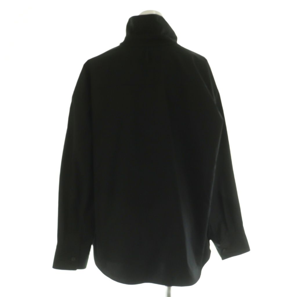 エルメス HERMES 25年 ドレープ シャツ ブラウス 長袖 前開き コットン 36 黒 ブラック NR OS