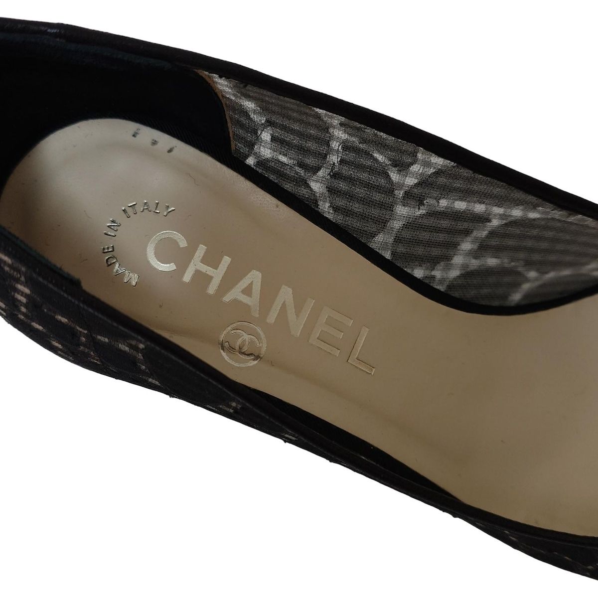 CHANEL(シャネル) パンプス 36 C レディース - 黒 シースルー コットン