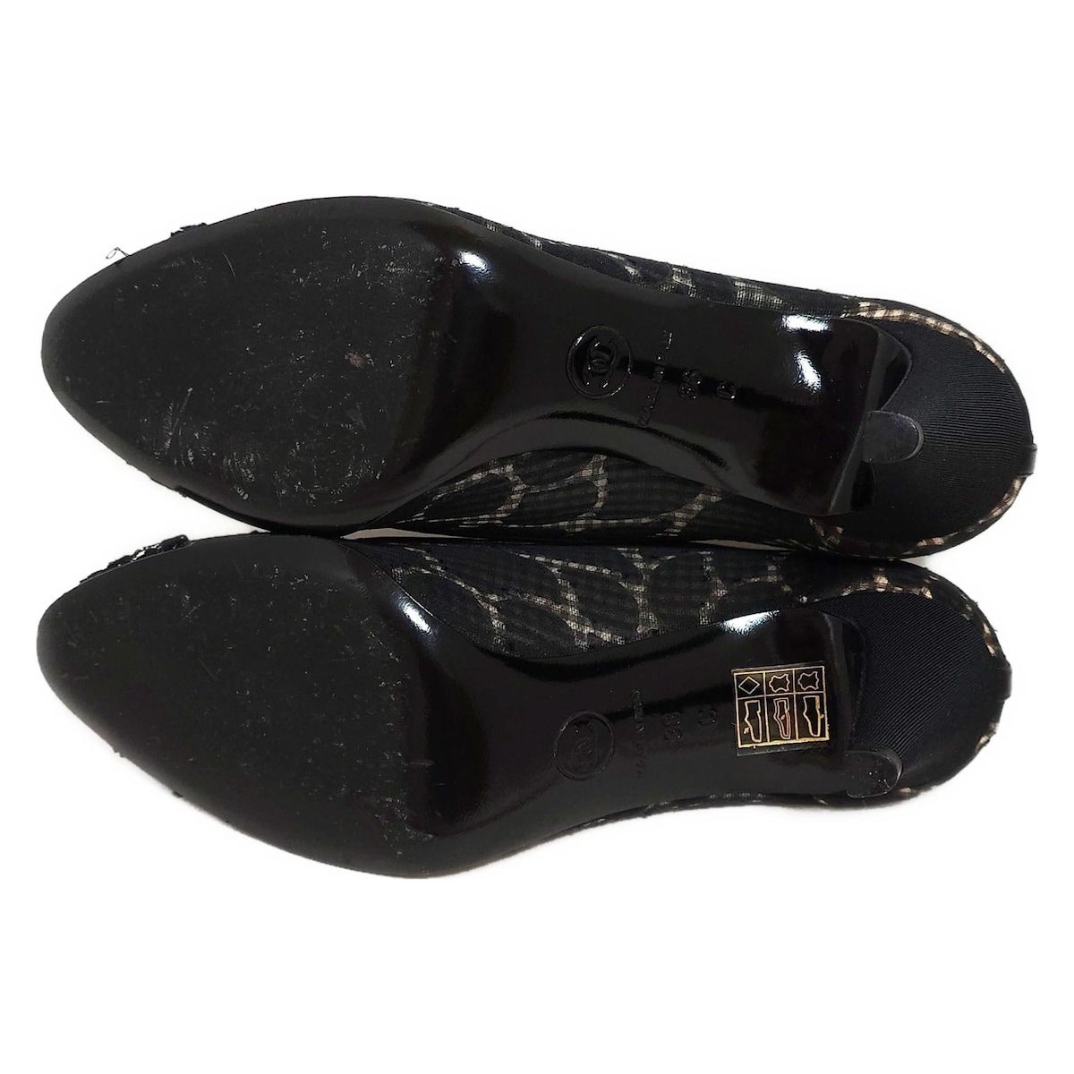 CHANEL(シャネル) パンプス 36 C レディース - 黒 シースルー コットン