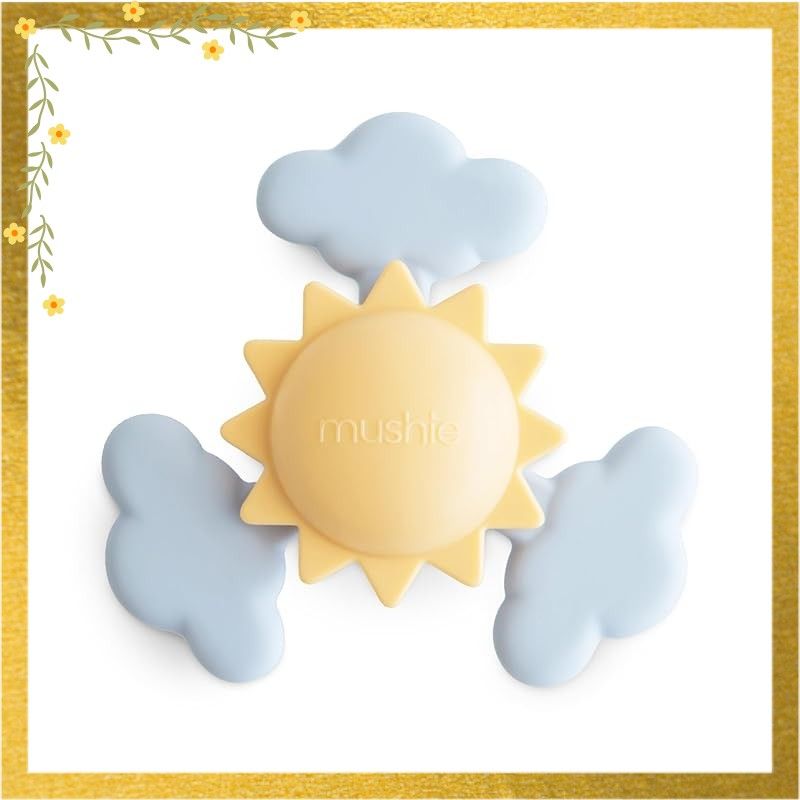 【迅速発送】mushie(ムシエ) ハンドスピナー 赤ちゃん 1歳 2歳 3歳 4歳 知育 ベビー 吸盤付き お風呂 おもちゃ スピナー お風呂遊び 水遊び Suction Spinner Toy Sunshine 1