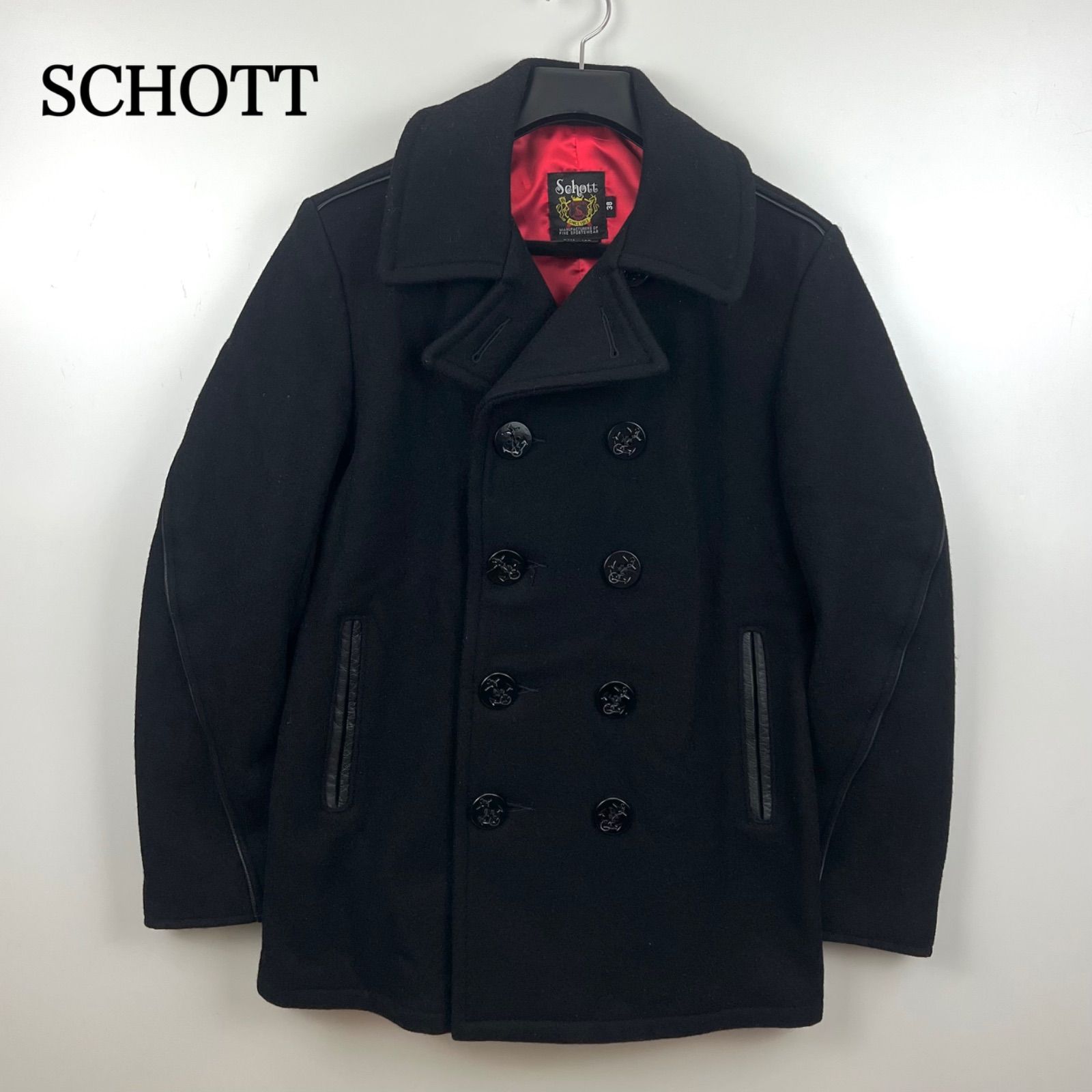 Schott ショット ピーコート レザーパイピング 740C 36㌅ Schott ショット ピーコート レザーパイピング 740C 36㌅ SCHOTT 740C
