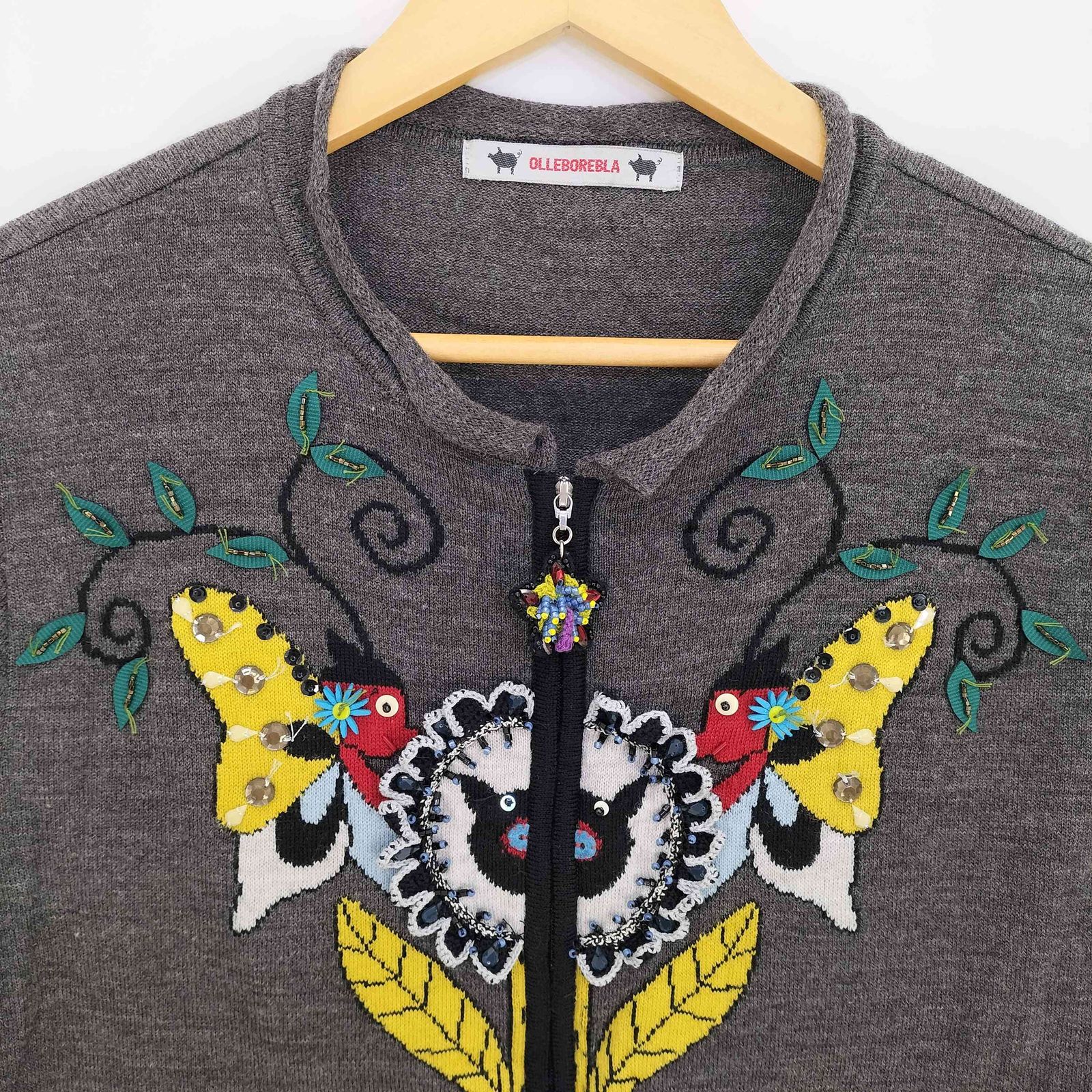 美品】OLLEBOREBLA アルベロベロ カーディガン お花とブタさん ラメ 美