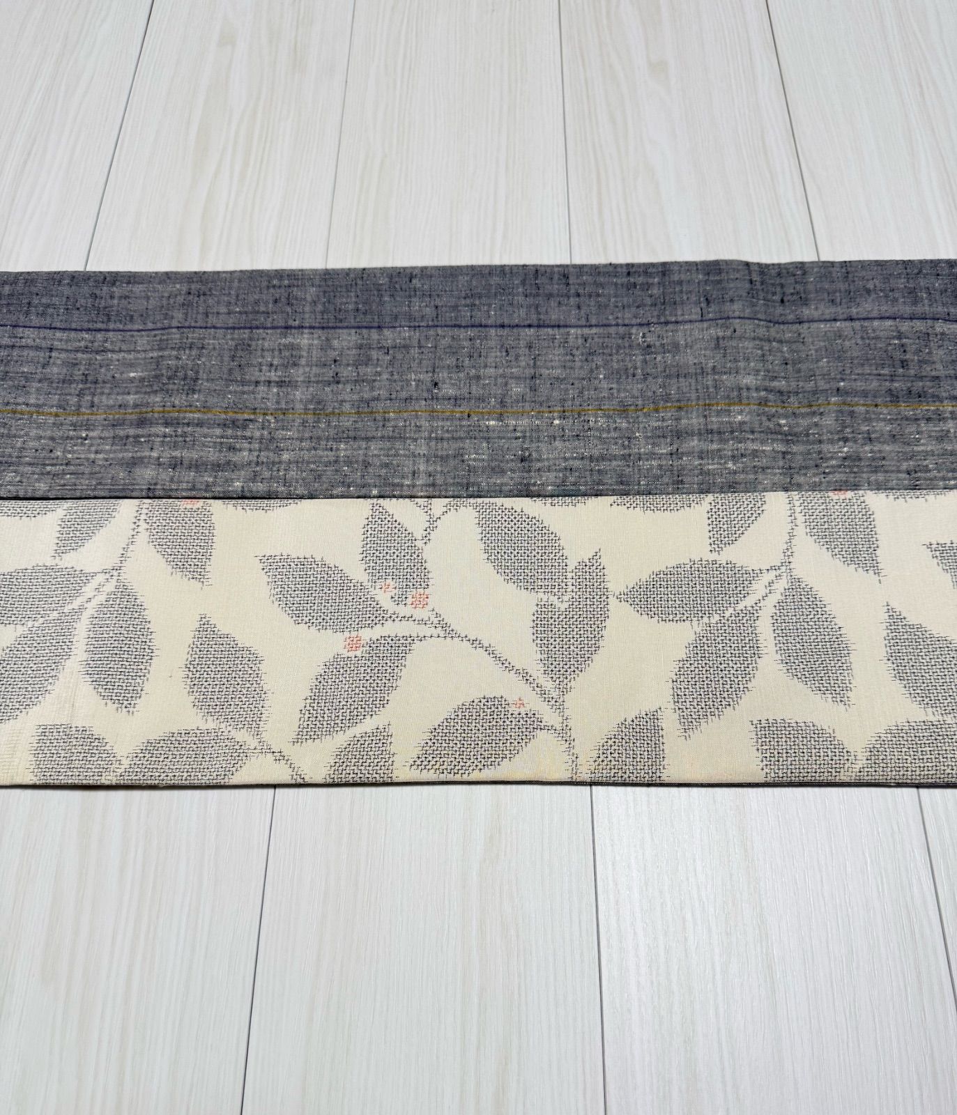 アイボリー×薄グレーグラデ紬 正絹