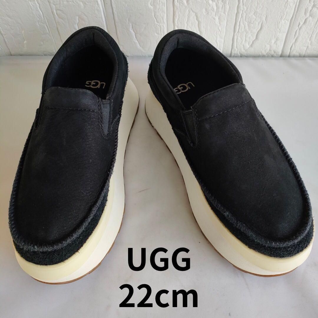 UGG アグ 厚底 マリン スリッポン スニーカー スエード ブラック 22 cm