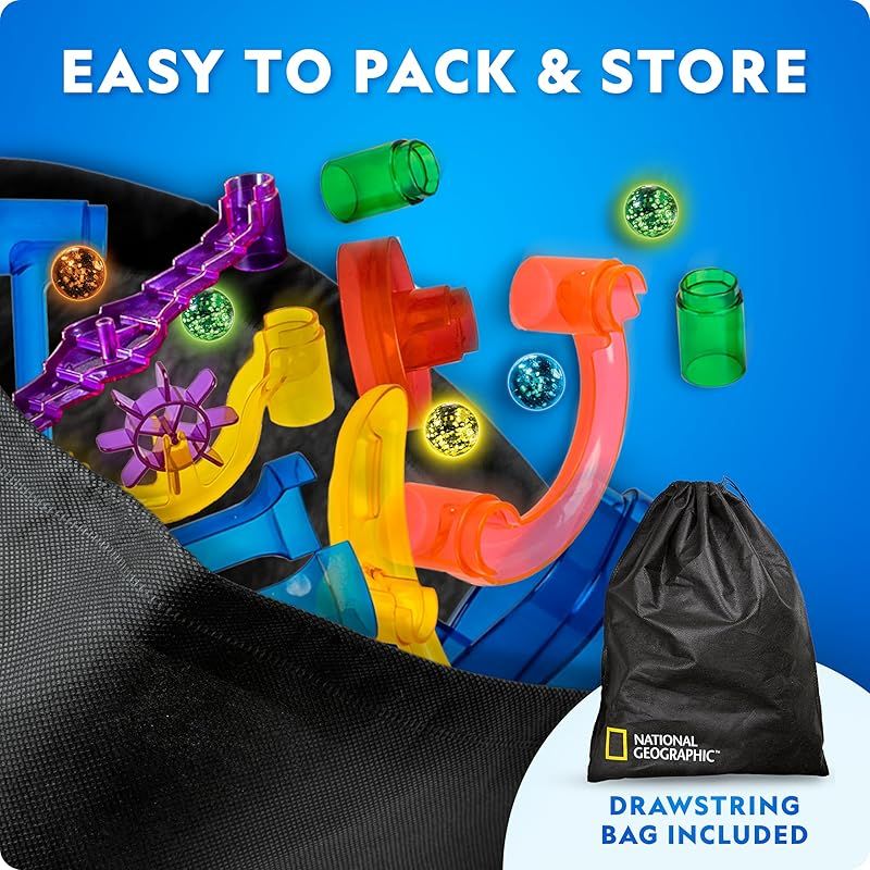 National Geographic ナショナルジオグラフィック 暗闇で光るガラスマーブル メッシュ収納バッグ 女の子-男の子に最適 クリエイティブなSTEM教育おもちゃ 1