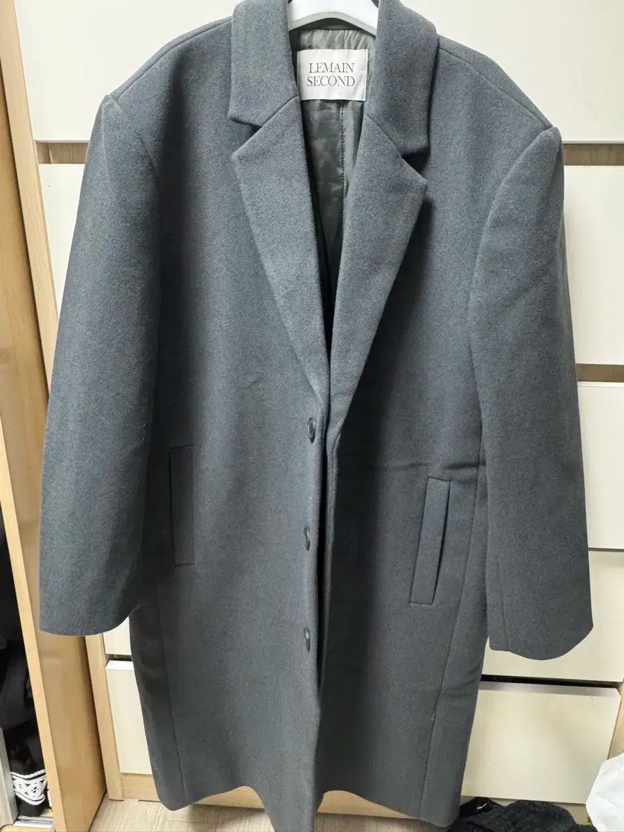 リー メーン セカンド ウール ブレンド シングル コート チャコール M