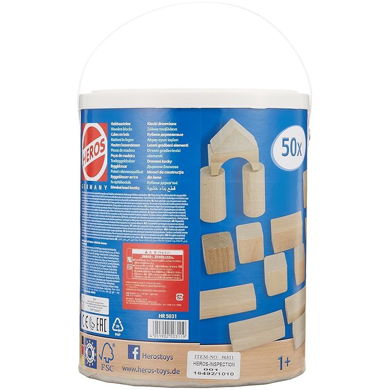 カワダ Kawada HEROS 筒入り積み木 白木 50 P 2012年リニューアル HR 5031 1