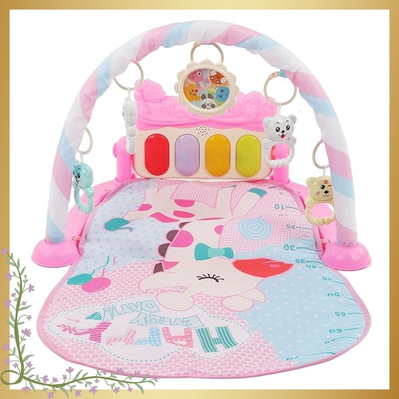 【迅速発送】ベビージムピアノ ベビープレイマット 音楽おもちゃ 快適性 幼児 子ども 幼児 ベビー ジム プレイジム プレイマット オレンジレッド 1