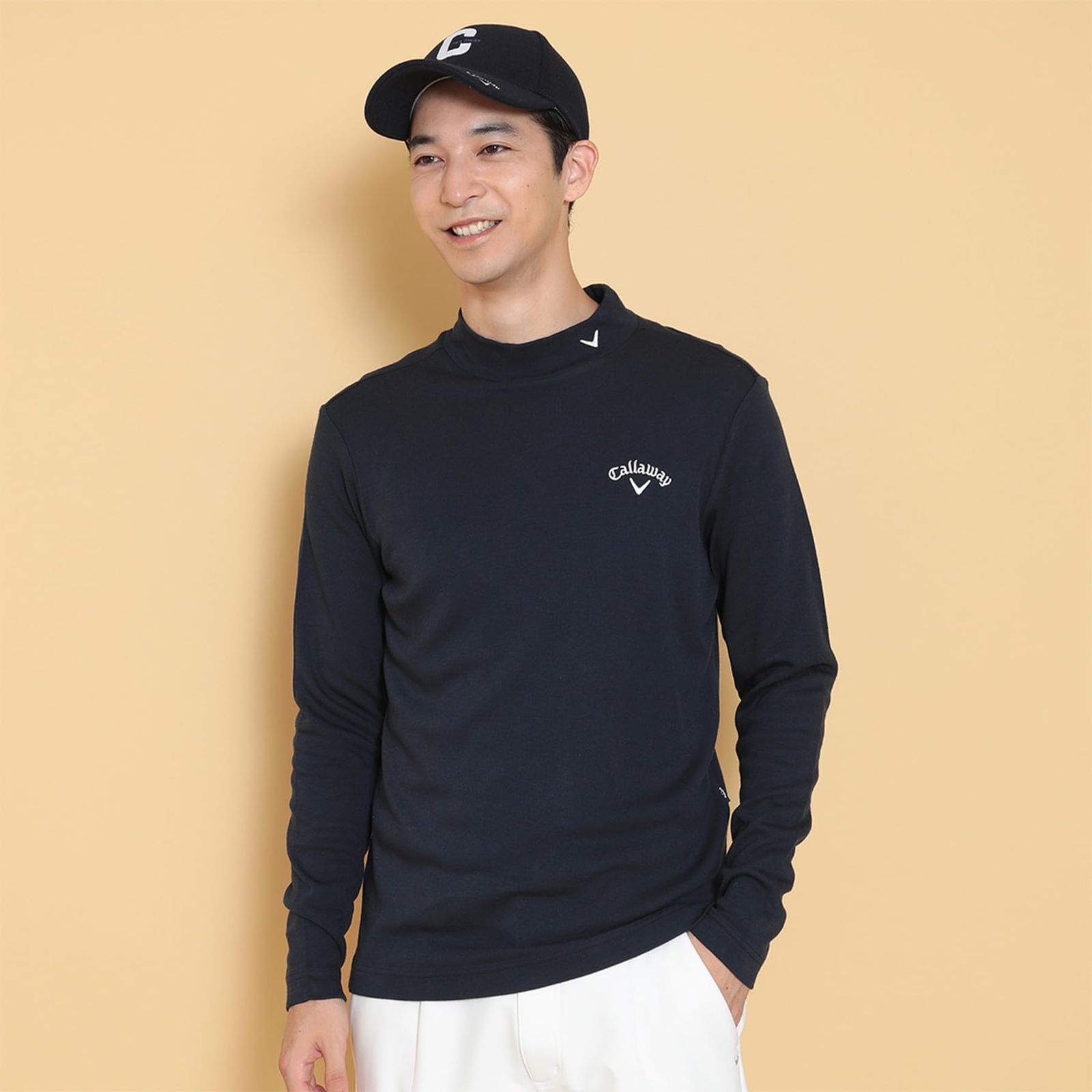 キャロウェイ メンズ 長袖 モックネックシャツ ベーシック 吸湿発熱性 ゴルフ インナー 1120_ネイビー 3 L