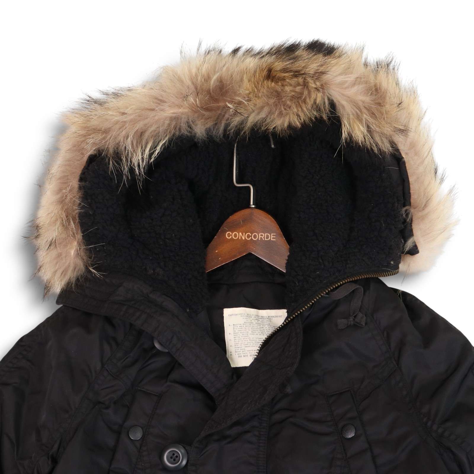 Y 2 K 00 s goa ゴア リアル ファー 裏ボア 中綿 N-2 B ミリタリー フライト ブルゾン ジャケット Sz.F レディース 黒