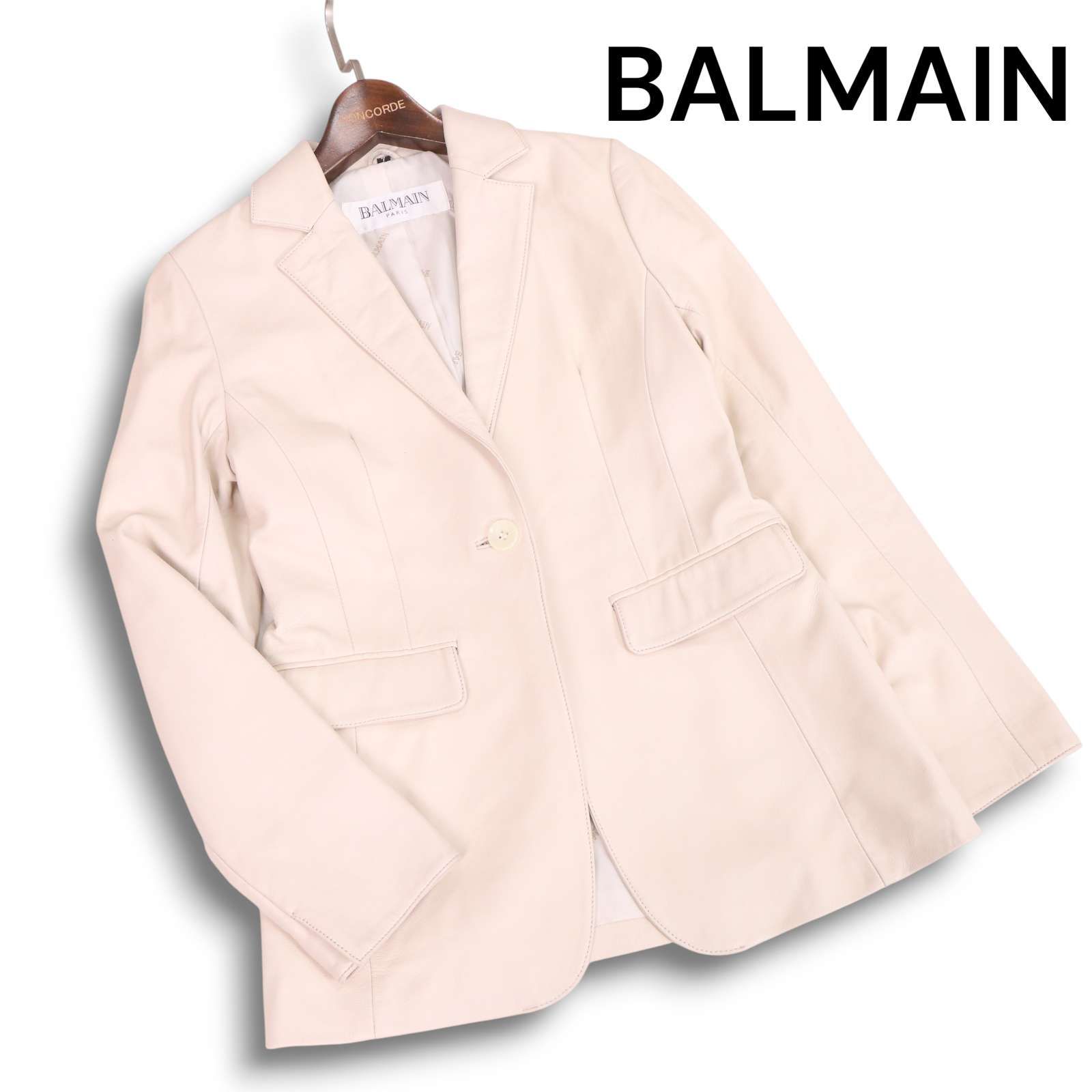 羊革ラムレザー テーラードジャケット BALMAN PARIS バルマン9号 BALMAIN PARIS バルマン 秋冬☆ 羊革 ラム レザー テーラード