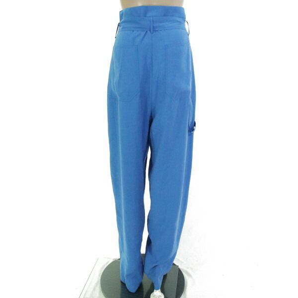80 OFF アリジ ALYSI パンツ 42 EPT 1126 Lサイズ ブルー レディース ワイドパンツ 紐ベルト付き イタリア製