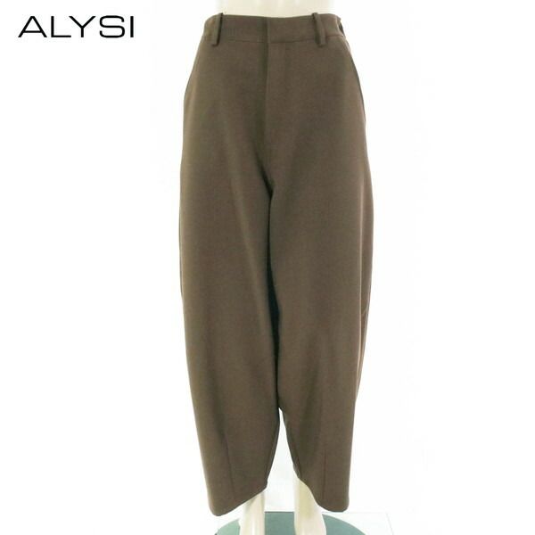 80 OFF アリジ ALYSI パンツ 42 EPT 1130 Lサイズ ブラウン レディース ワイドシルエットパンツ ストレッチ イタリア製