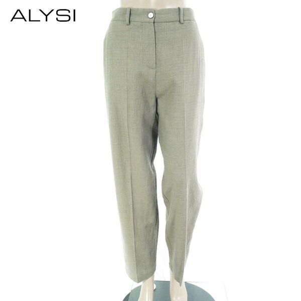 80 OFF アリジ ALYSI パンツ 42 EPT 1132 Lサイズ グレー レディース ウールパンツ ストレート イタリア製