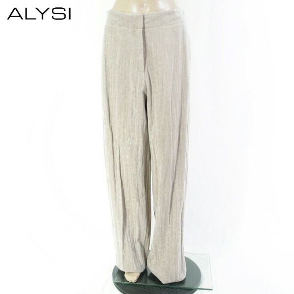 80%OFF 新品 アリジ ALYSI パンツ 42 EPT1138 Lサイズ グレージュ レディース ワイドパンツ ボトムス イタリア製