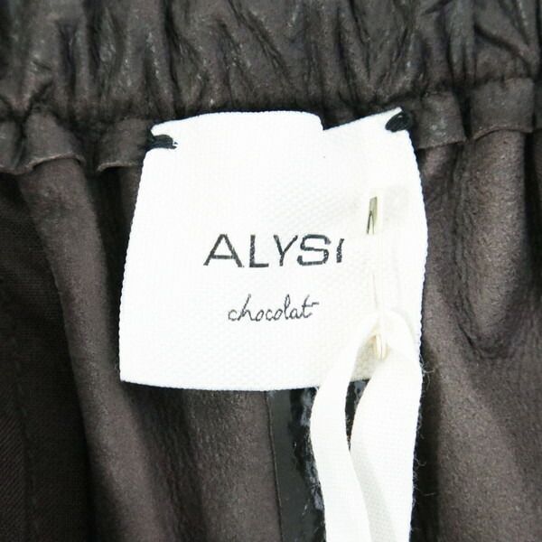  80 OFF アリジ ALYSI パンツ 42 EPT 1139 Lサイズ ダークブラウン レディース レザーパンツ エナメルレザーパンツ ウエストゴム その他 パンツ