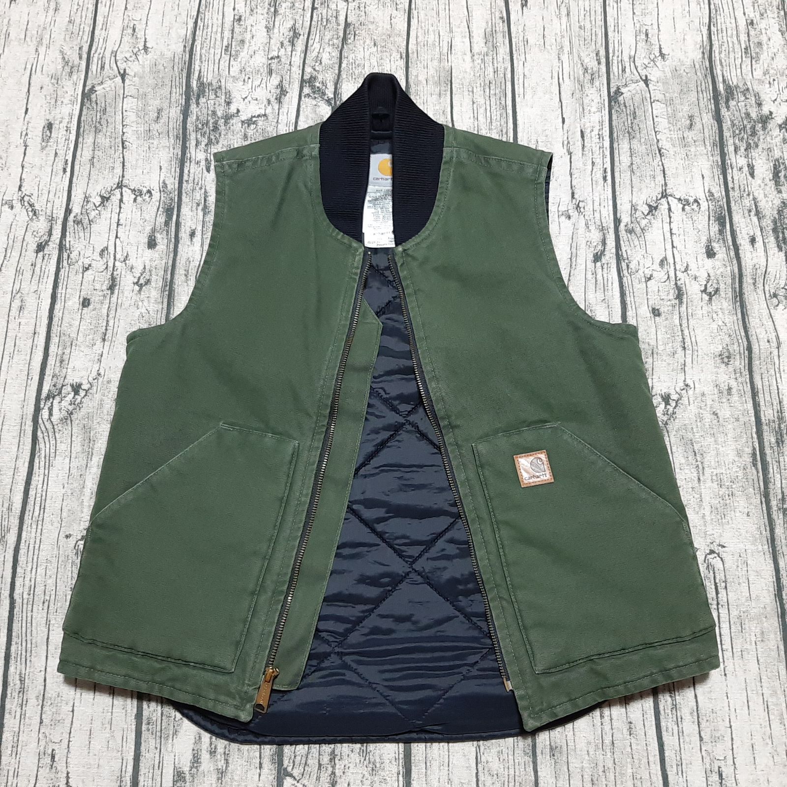 size S】Carhartt Duck Vest Cypress Green カーハート ダックベスト