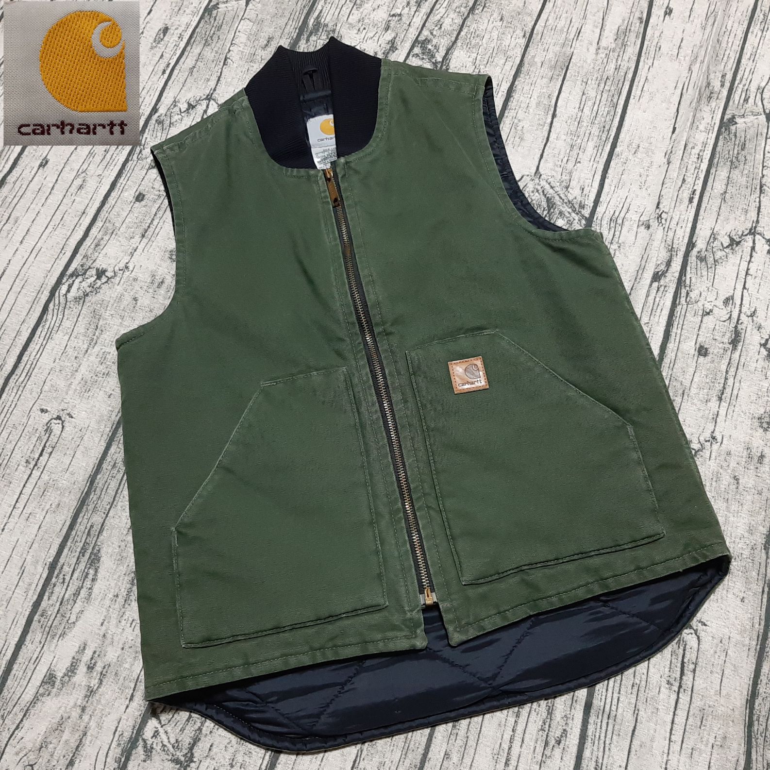 size S】Carhartt Duck Vest Cypress Green カーハート ダックベスト