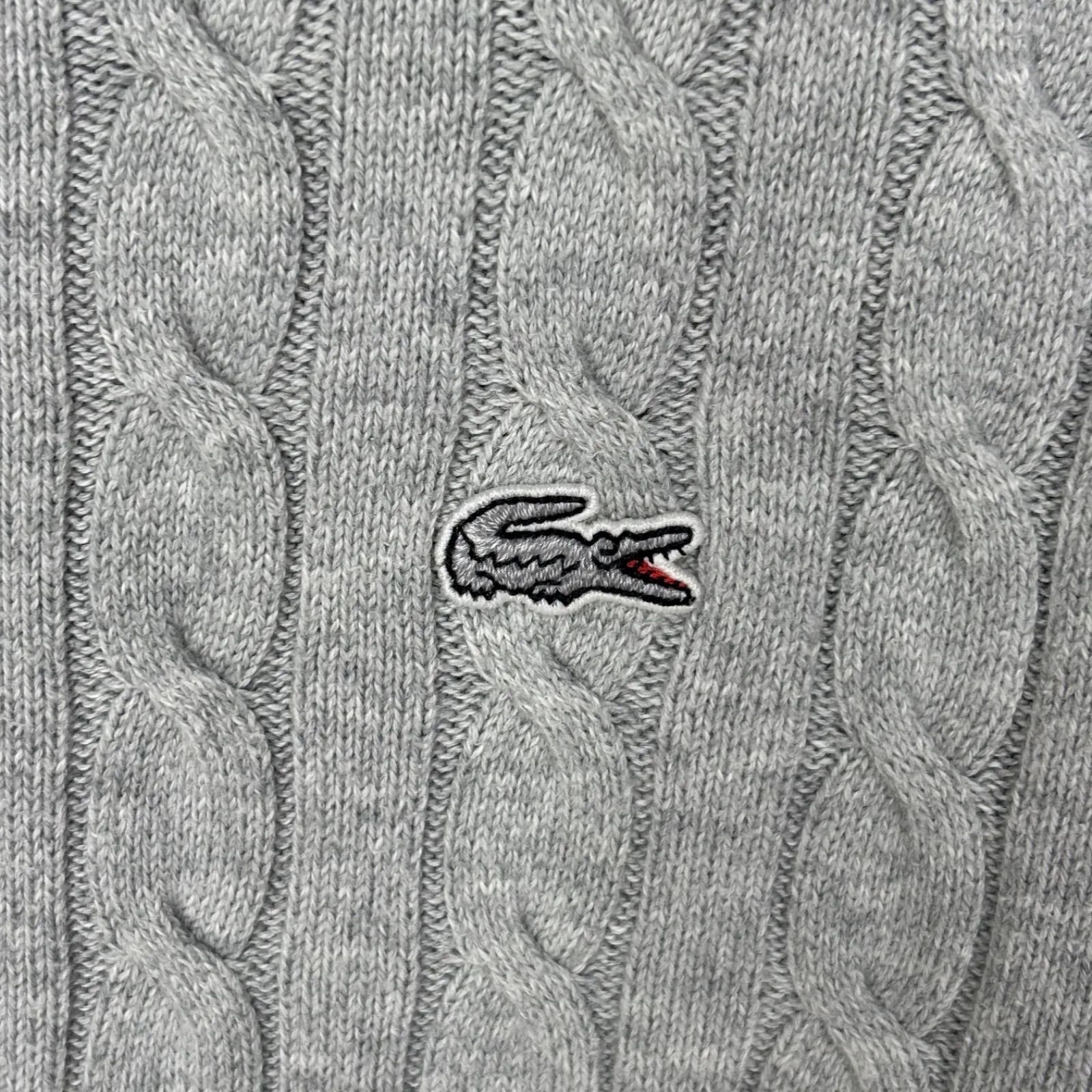 美品 ラコステ LACOSTE ケーブル編み コットンニットセーター グレー