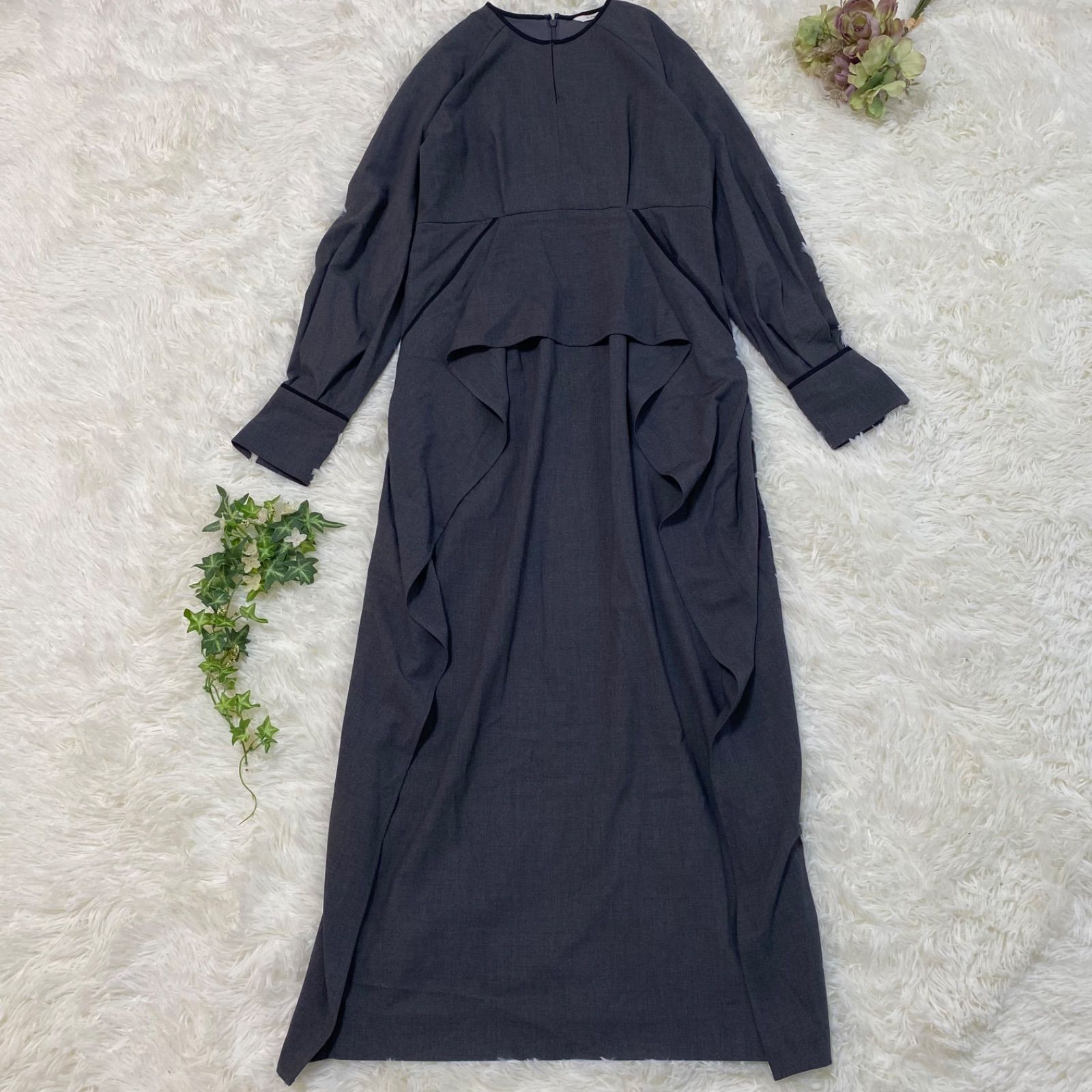 美品】 CLANE クラネ WAIST FRILL ONEPIECE ロング ワンピース フリル