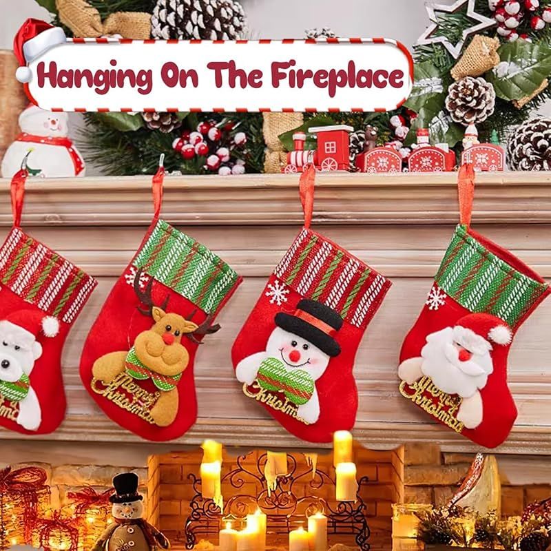 3 枚セット クリスマスの靴下 サンタクロース 雪だるまトナカイ