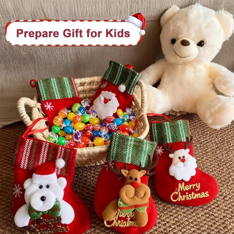 3 枚セット クリスマスの靴下 サンタクロース 雪だるまトナカイ