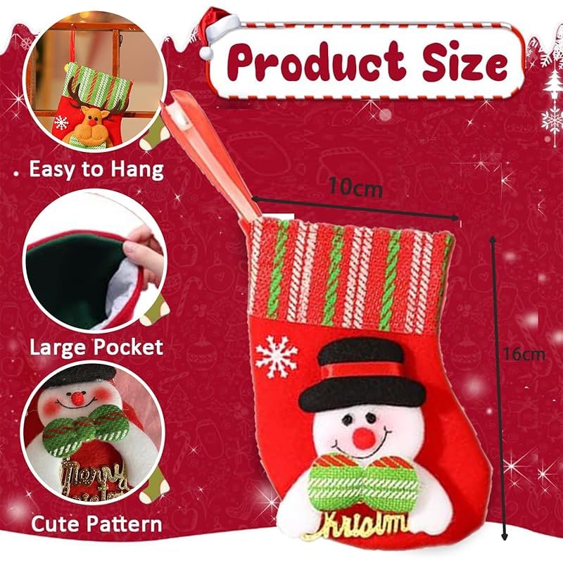 3 枚セット クリスマスの靴下 サンタクロース 雪だるまトナカイ