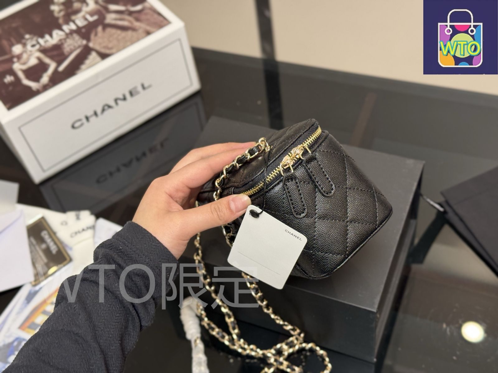 今日特価】Chanel Makeup Case × ～17×11cm ハンドル メイクボックス