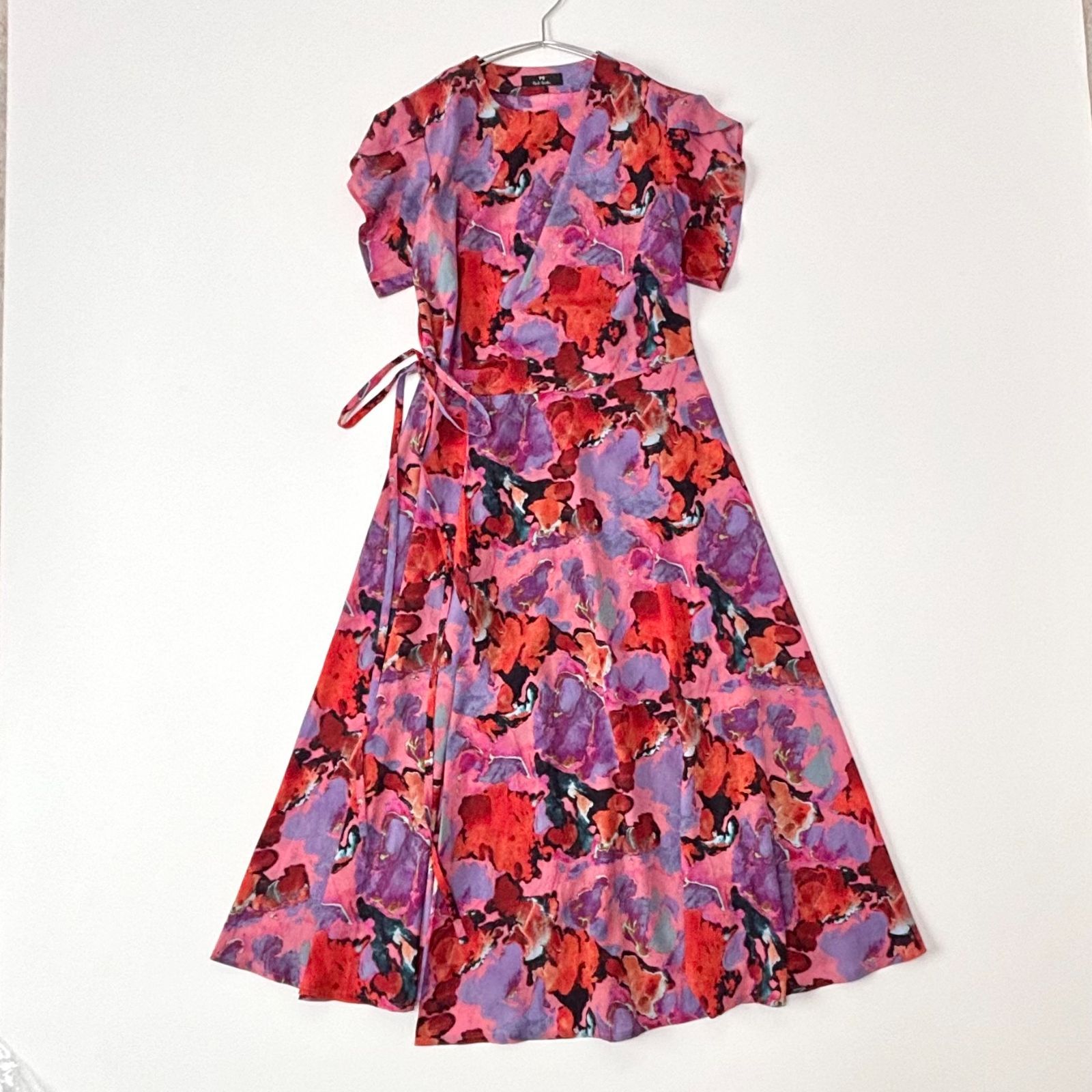 ポールスミス PS Paul Smith 総柄ワンピース 40 ピンク系 美品 アート