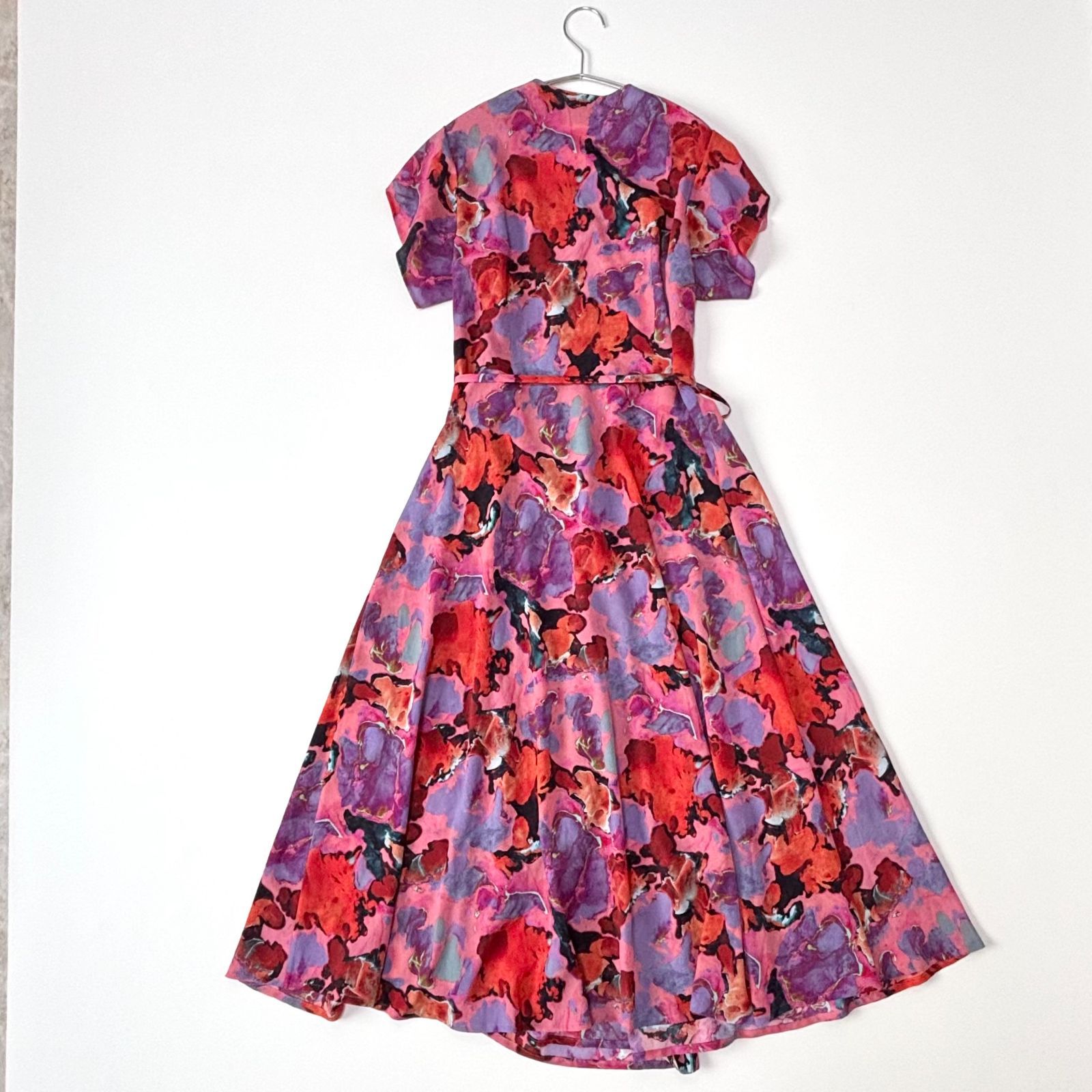 ポールスミス PS Paul Smith 総柄ワンピース 40 ピンク系 美品 アート