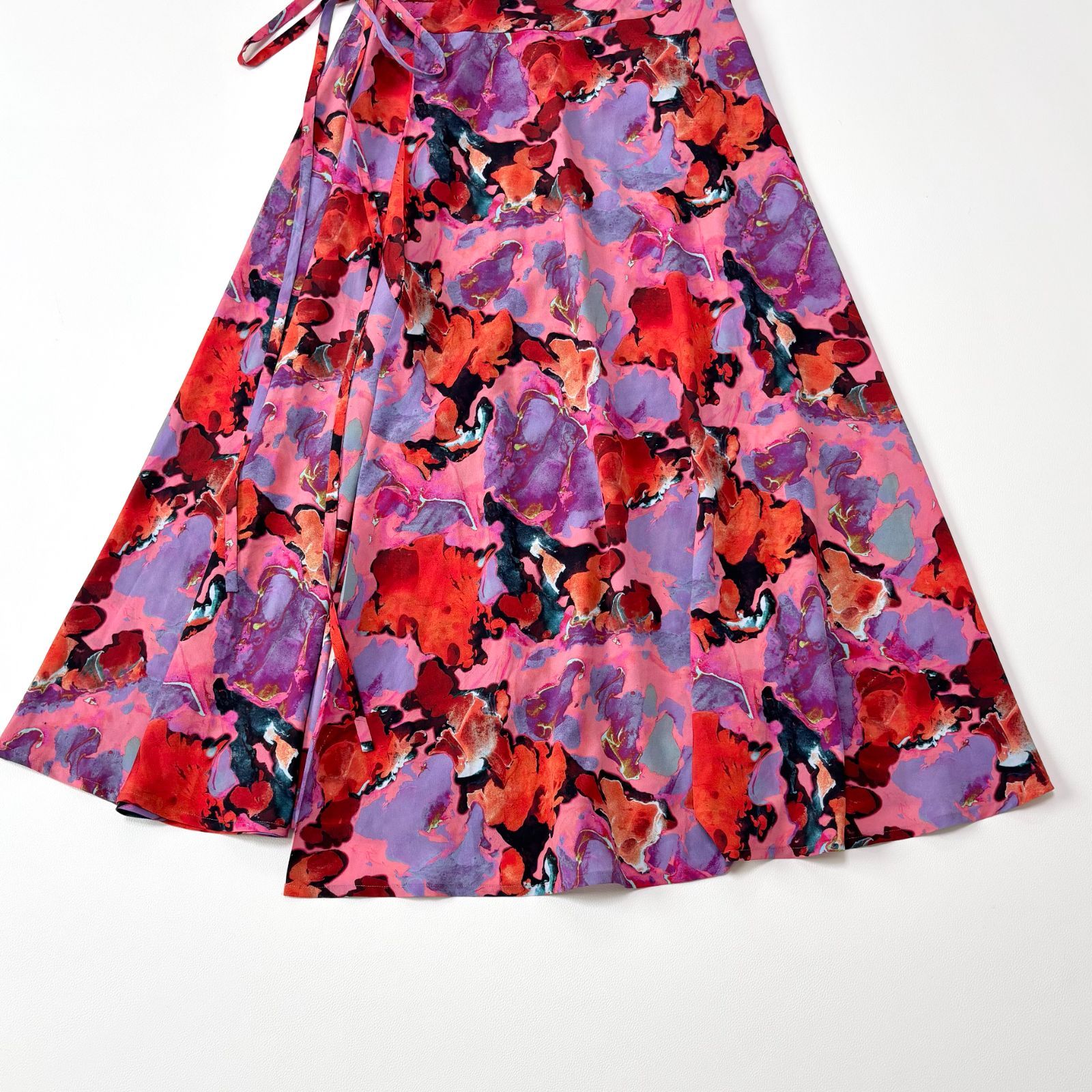 美品✨PSポールスミス ウッドブロックロングワンピース とろみ 総柄 ピンク40 ポールスミス PS Paul Smith 総柄ワンピース 40 ピンク系 美品 アート