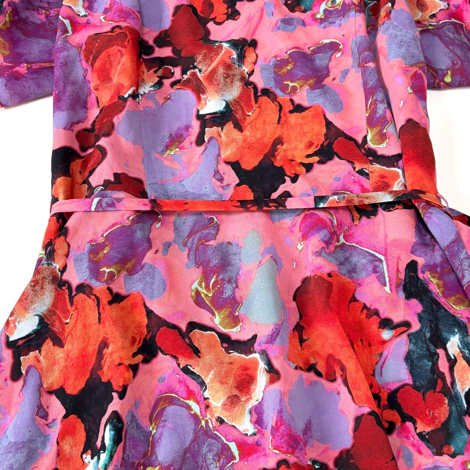 ポールスミス PS Paul Smith 総柄ワンピース 40 ピンク系 美品 アート