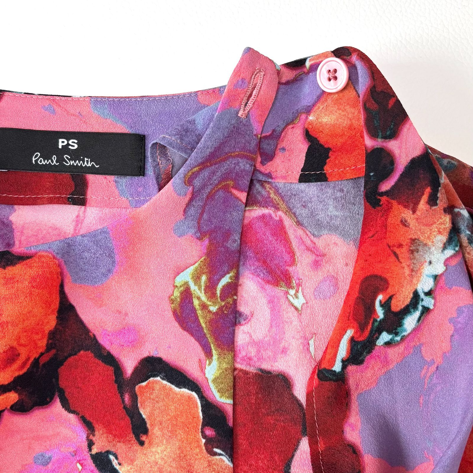 ポールスミス PS Paul Smith 総柄ワンピース 40 ピンク系 美品 アート