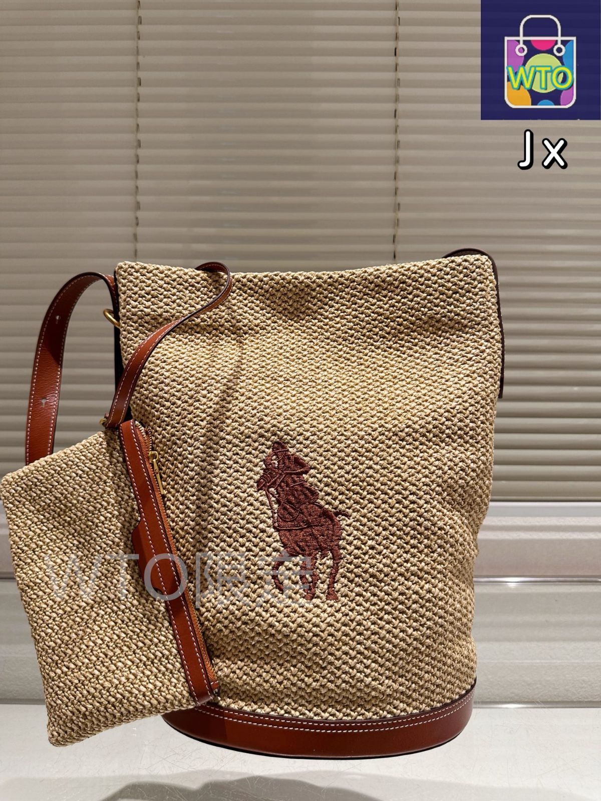 専用【新品】POLO Ralph Lauren ラフィア バケットバッグ 今日特価】Ralph Lauren Raffia Woven Bucket Bag ～ラフィア編み