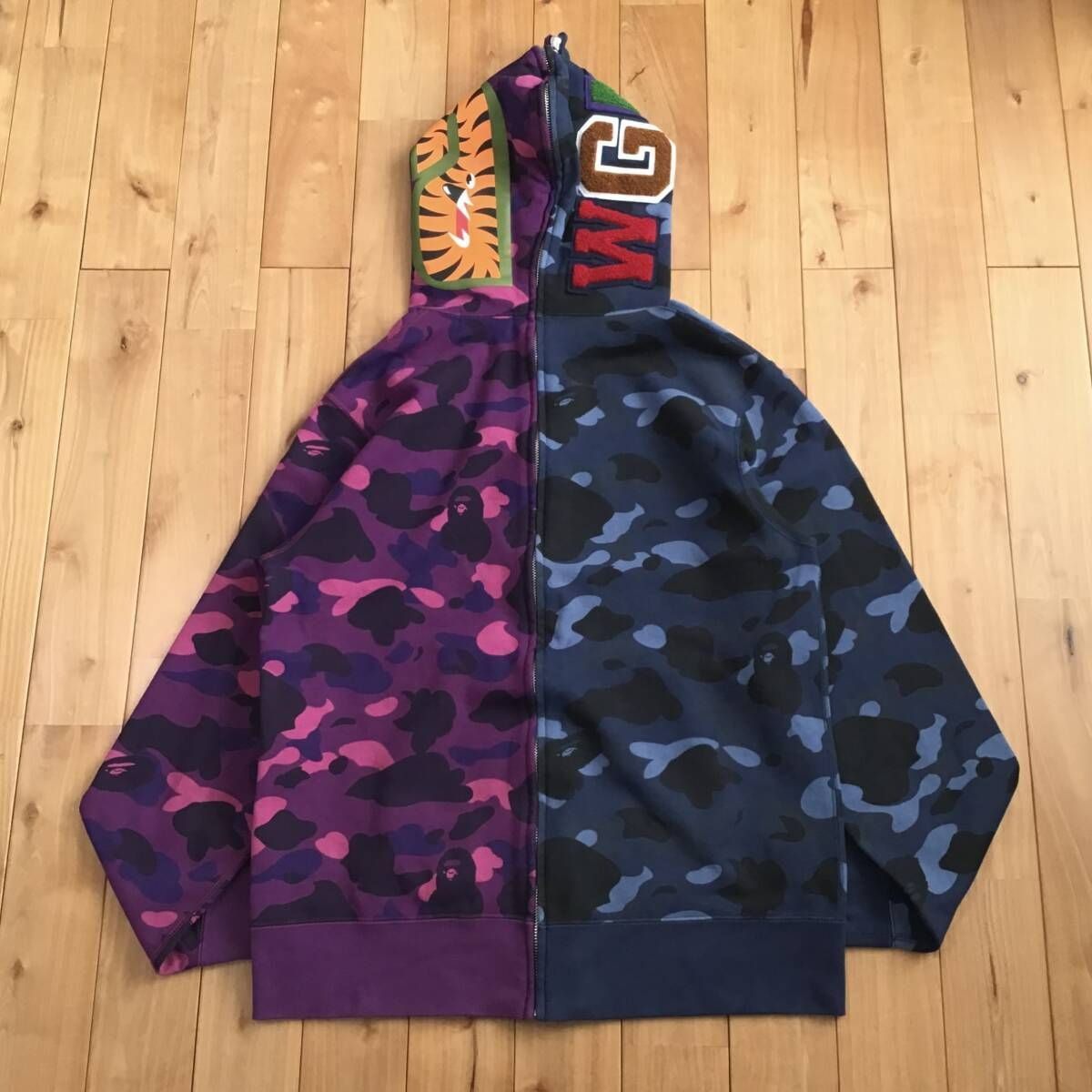 Separate shark full zip hoodie Lサイズ Purple camo × Blue camo a 