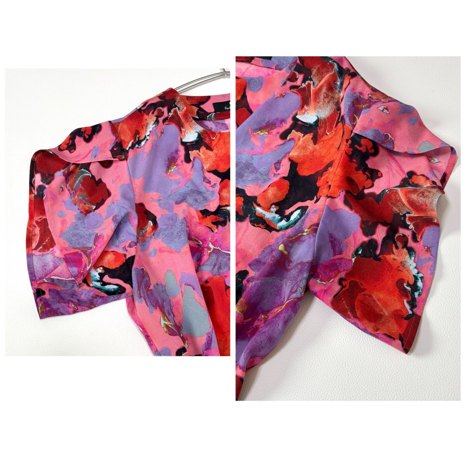 ポールスミス PS Paul Smith 総柄ワンピース 40 ピンク系 美品 アート