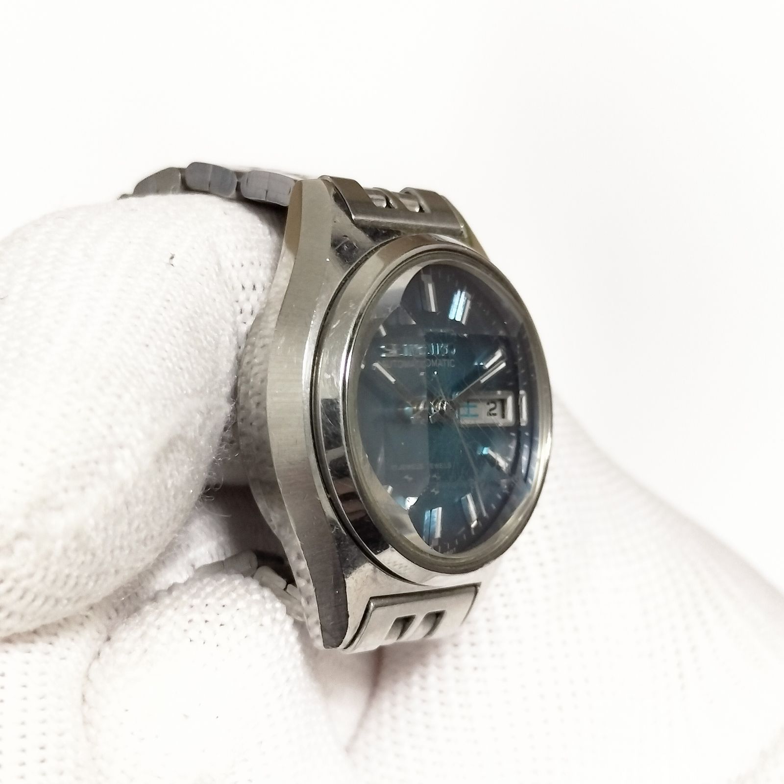 SEIKO 自動巻き 17JEWELS 2205-0510 ブルー 25mm レディース 稼働