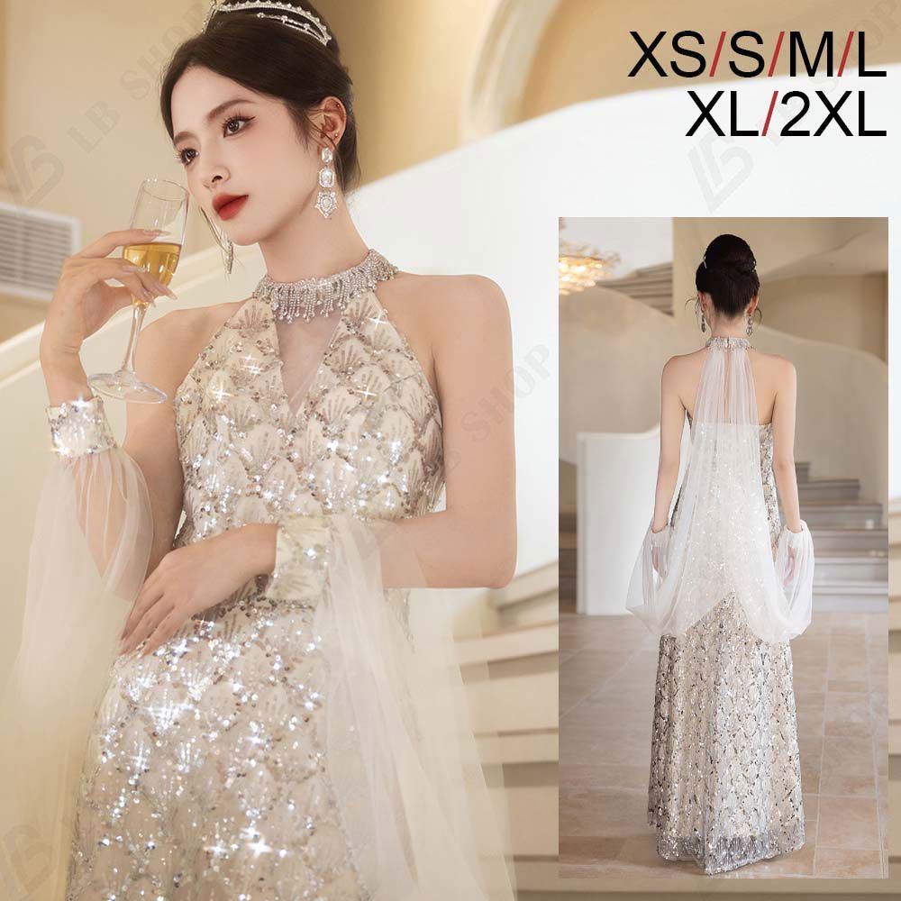 ナイトドレス XS 2 XL ロングスカート キラキラ 手縫いスパンコール クオリティライフ ラグジュアリー レディース 上品 優雅 無袖 イブニングドレス ロングドレス 成人式 披露宴 二次会 司会者 晩餐会 party 忘年会 新年会 卒業