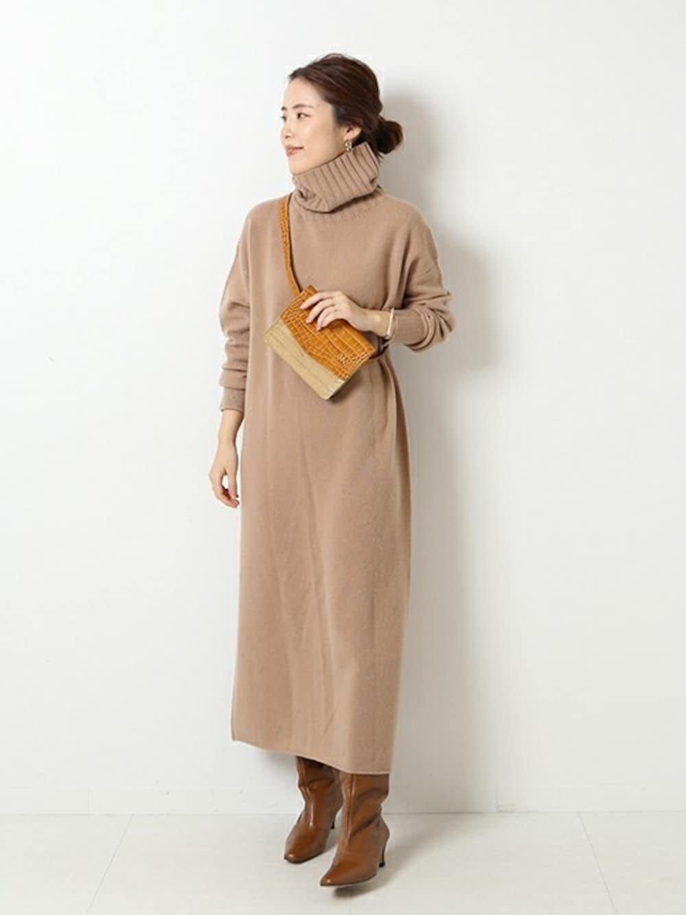 801 t*Spick and Span スピックアンドスパン カシミヤウール タートルワンピース サイズ グレー