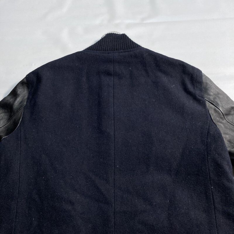 ナノユニバース☆美ライン&高級☆羊革レザー袖 メルトン切替スタジャン