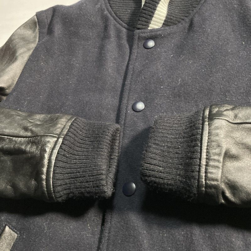 ナノユニバース☆美ライン&高級☆羊革レザー袖 メルトン切替スタジャン