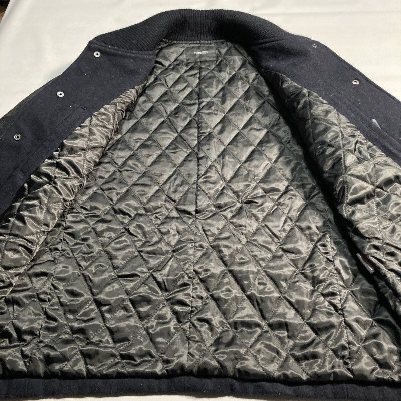 ナノユニバース☆美ライン&高級☆羊革レザー袖 メルトン切替スタジャン