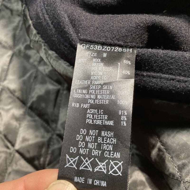 ナノユニバース☆美ライン&高級☆羊革レザー袖 メルトン切替スタジャン