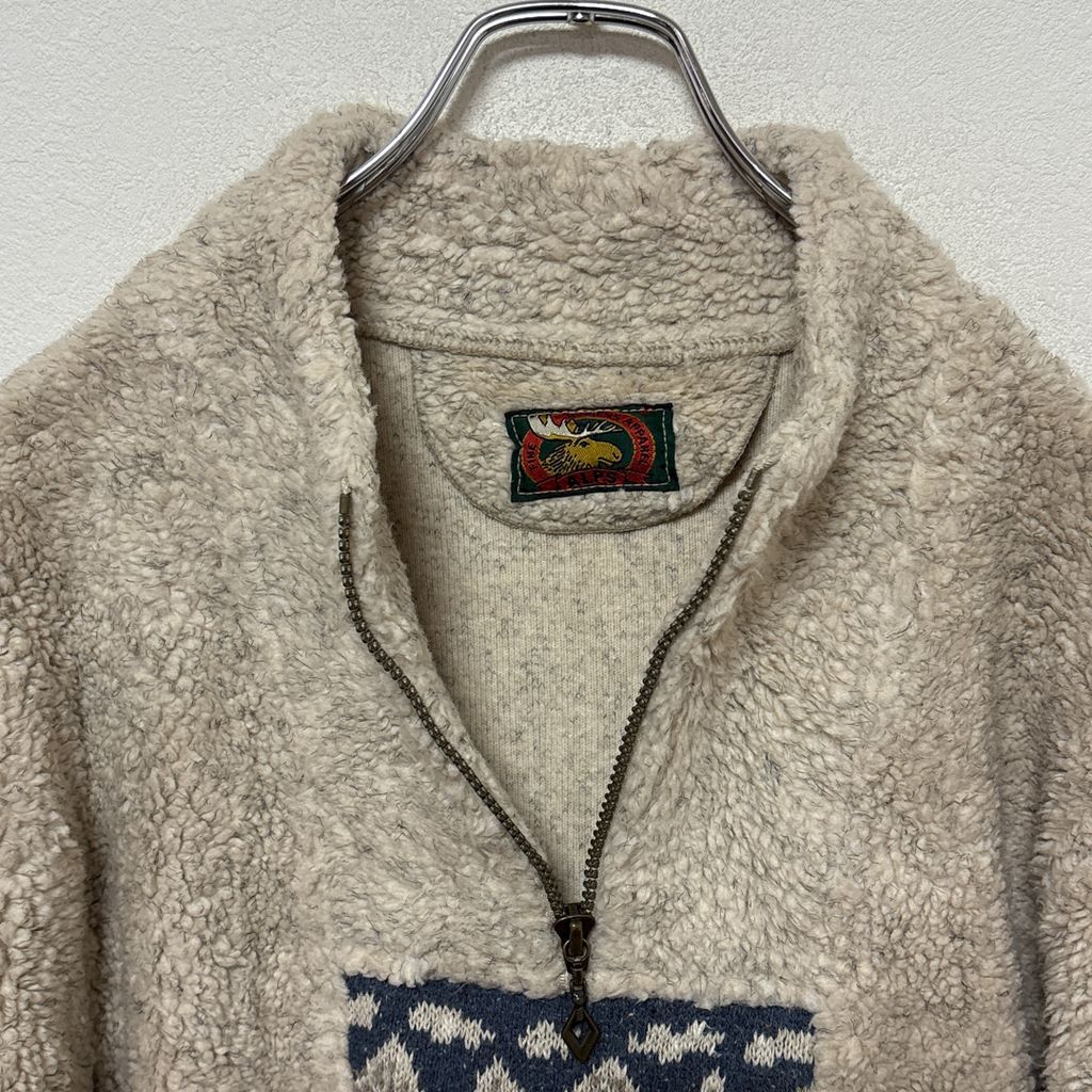 ALPS】 USA製 ノルディック柄 アノラック ボアフリースジャケット S